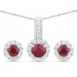 2.17 Carat Genuine Ruby and White Topaz .925 Sterling Silver Jewelry Set