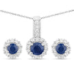 2.17 Carat Genuine Blue Sapphire and White Topaz .925 Sterling Silver Jewelry Set