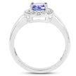 1.05 Carat Genuine Tanzanite and White Topaz .925 Sterling Silver Ring