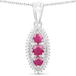 4.32 Carat Genuine Ruby and White Topaz .925 Sterling Silver 3 Piece Jewelry Set (Ring, Earrings, and Pendant w/ Chain)