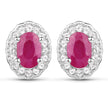 2.46 Carat Genuine Ruby and White Topaz .925 Sterling Silver 3 Piece Jewelry Set (Ring, Earrings, and Pendant w/ Chain)