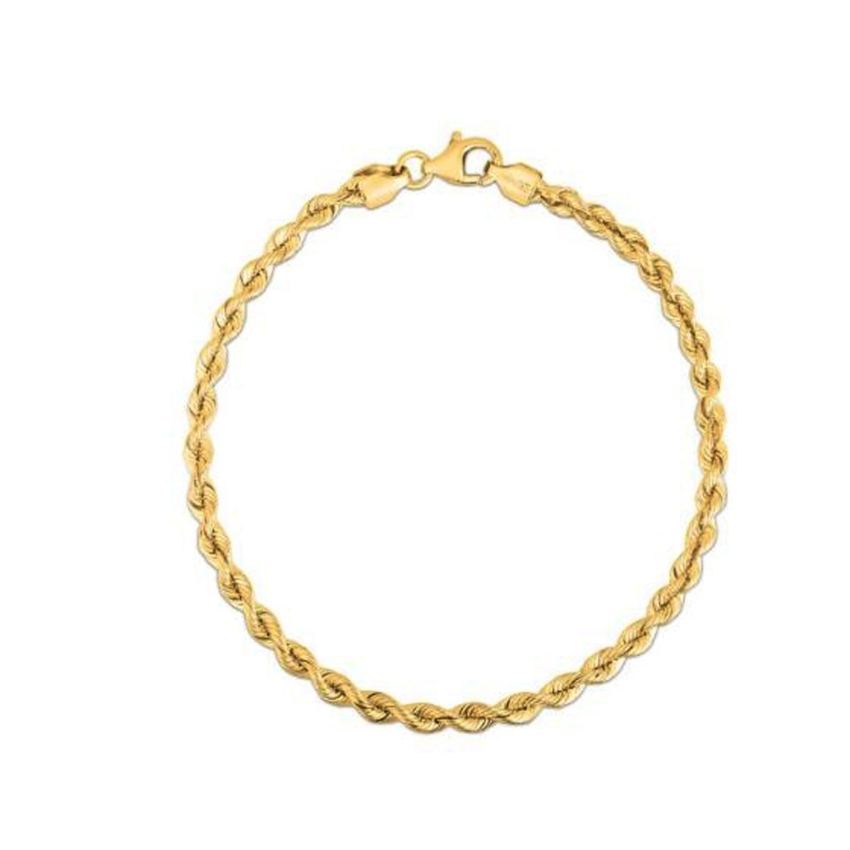 Silk Rope Chain Bracelet in 14k Yellow Gold (3.00 mm) - Bracelets - Custom Crafting Alliance, LLC