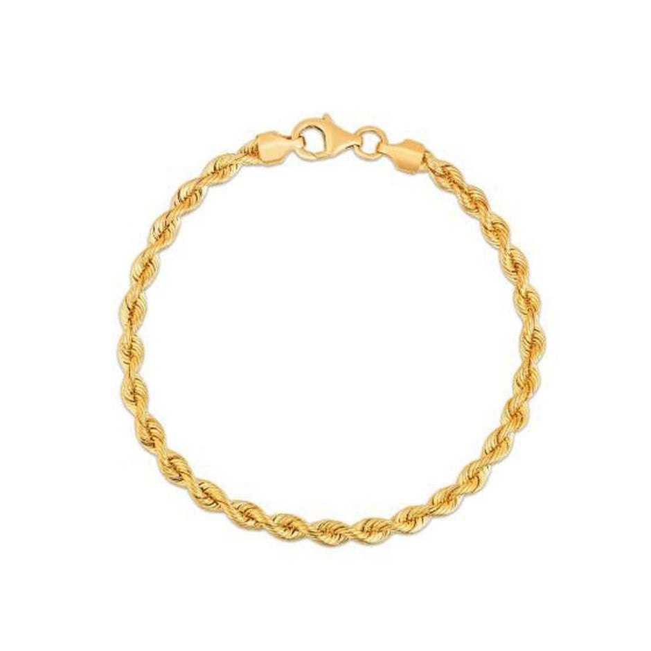 Silk Rope Chain Bracelet in 14k Yellow Gold (3.70 mm) - Bracelets - Custom Crafting Alliance, LLC