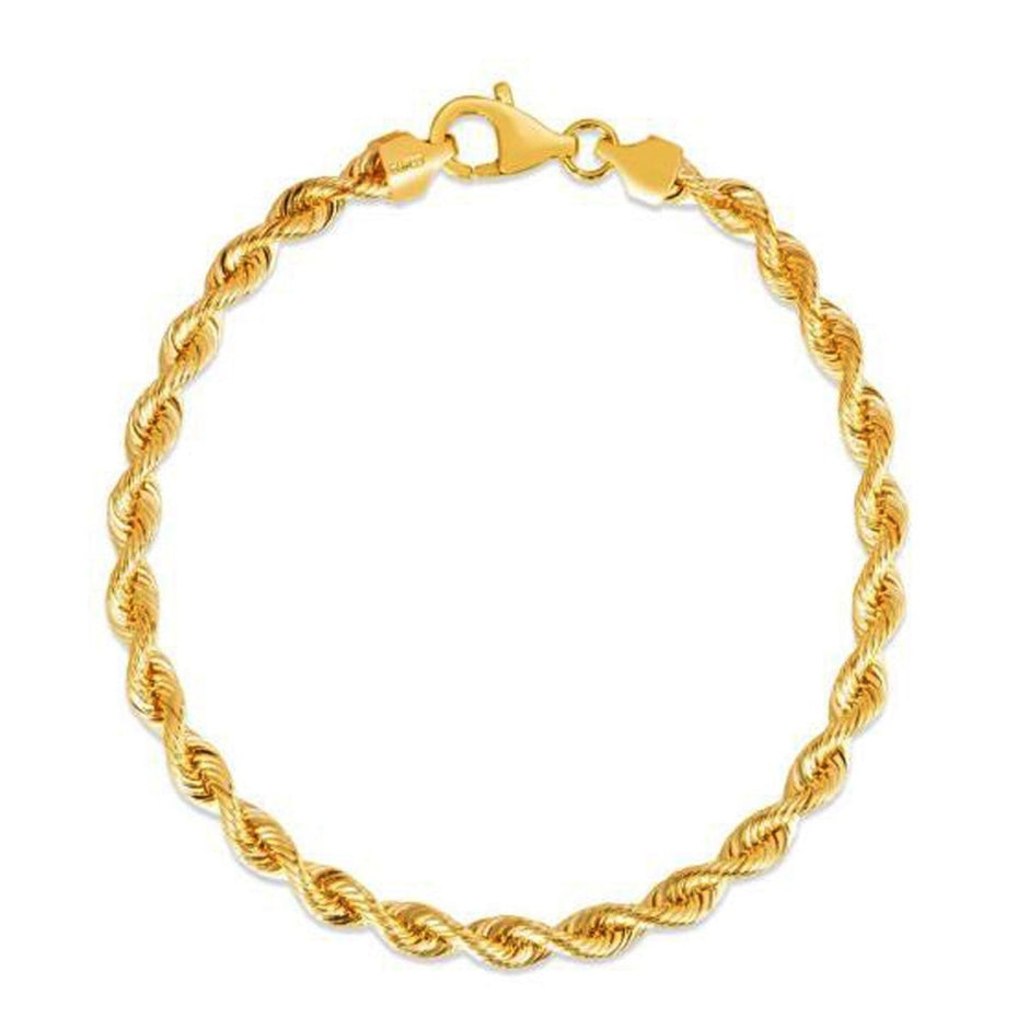 Silk Rope Chain Bracelet in 14k Yellow Gold (4.30 mm) - Bracelets - Custom Crafting Alliance, LLC