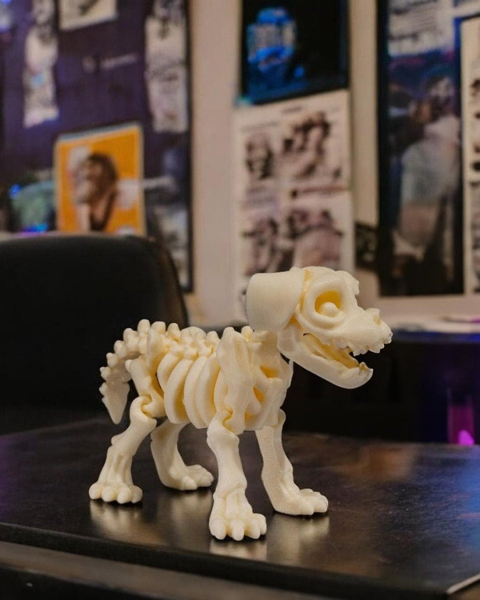 Skeletal Pooch – 3D - Printed Articulated Dog Skeleton Figurine - Figurines - Custom Crafting Alliance, LLC