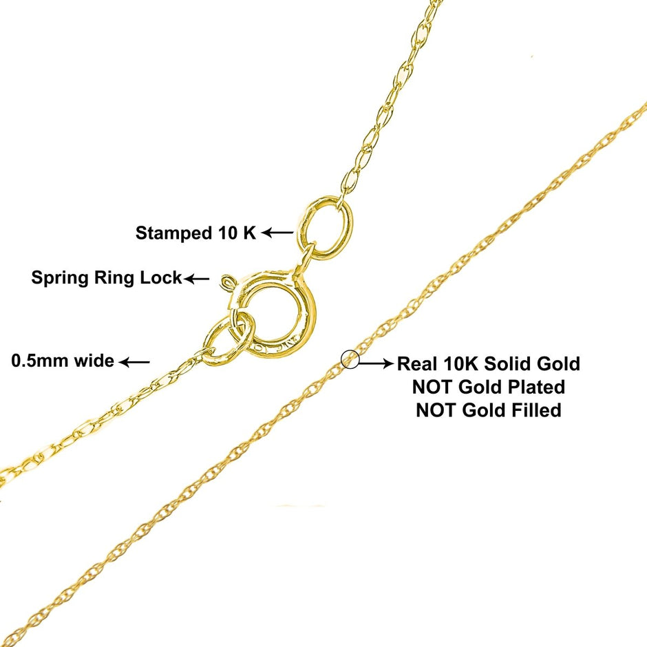 Solid 10K Yellow Gold 0.5mm Slim and Dainty Unisex 18