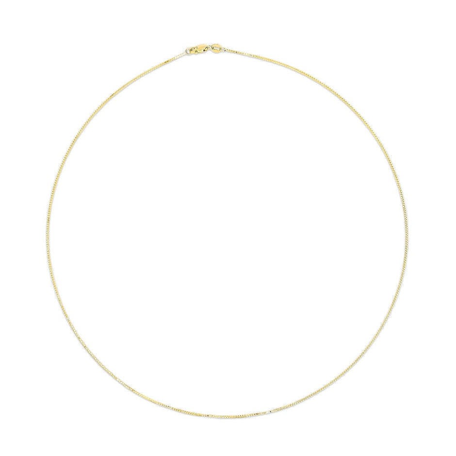 Solid 14K Yellow Gold 0.75mm Classic Box Chain Necklace. Unisex Chain - Size 16 Inches - Necklaces - Custom Crafting Alliance, LLC