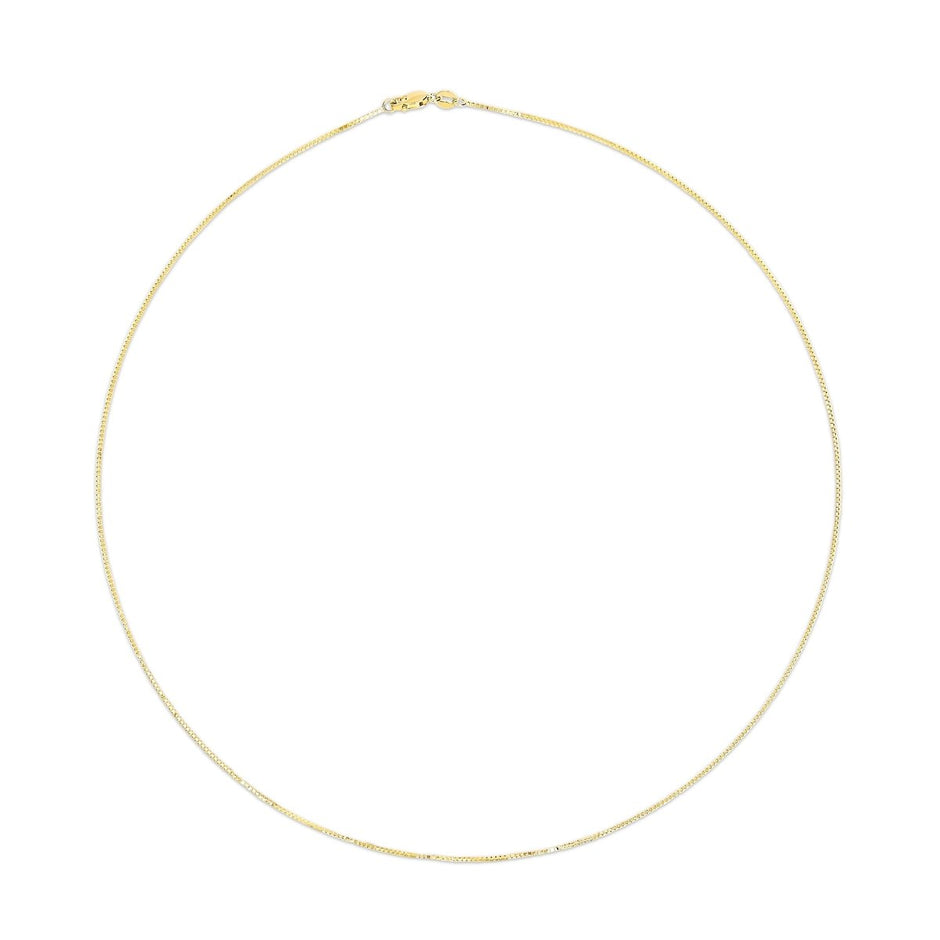 Solid 14K Yellow Gold 0.75mm Classic Box Chain Necklace. Unisex Chain - Size 16 Inches - Necklaces - Custom Crafting Alliance, LLC