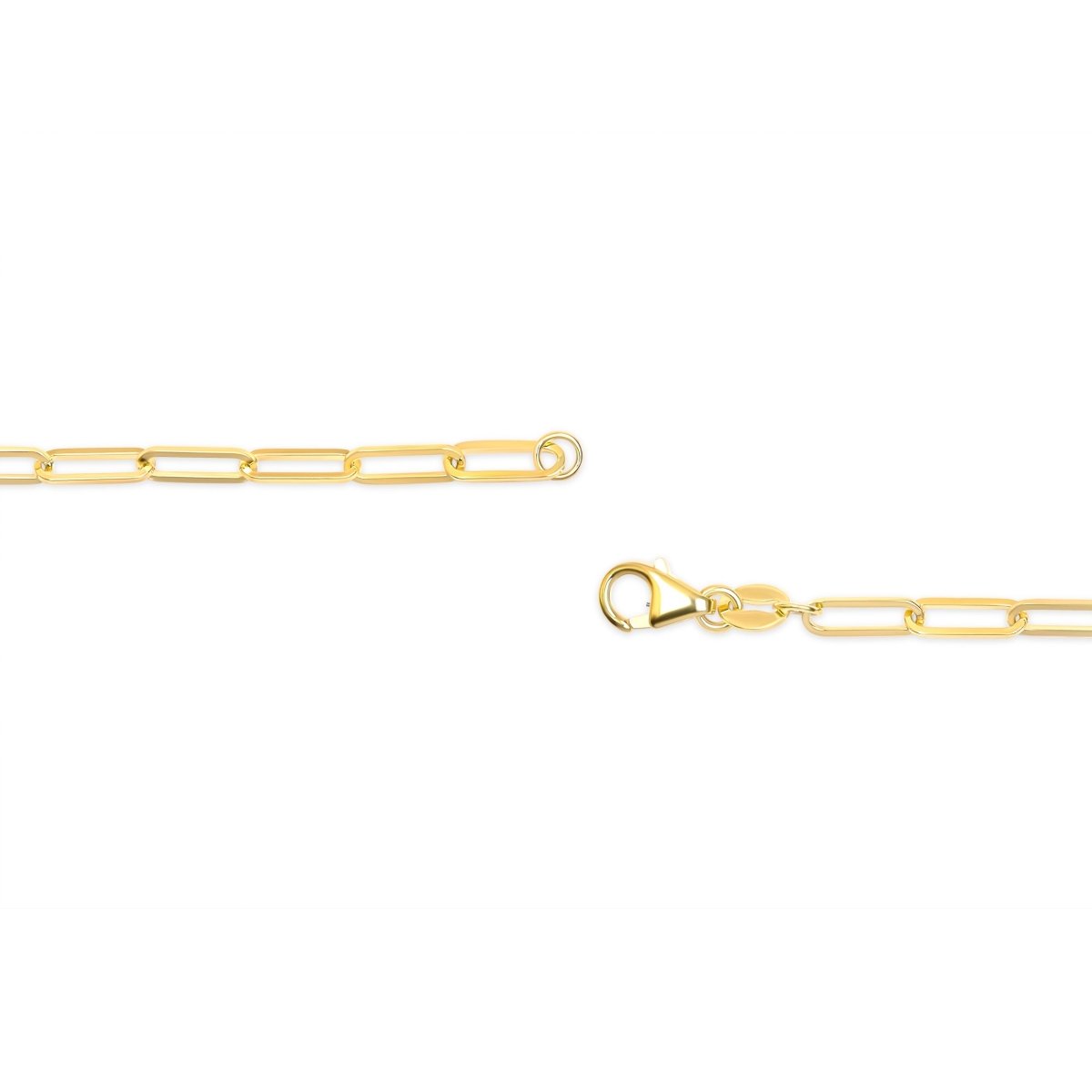 Solid 14K Yellow Gold 2.5mm Paperclip Chain Necklace Unisex 18