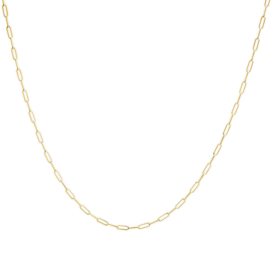 Solid 14K Yellow Gold 2.5mm Paperclip Chain Necklace Unisex 18" Inches - Necklaces - Custom Crafting Alliance, LLC
