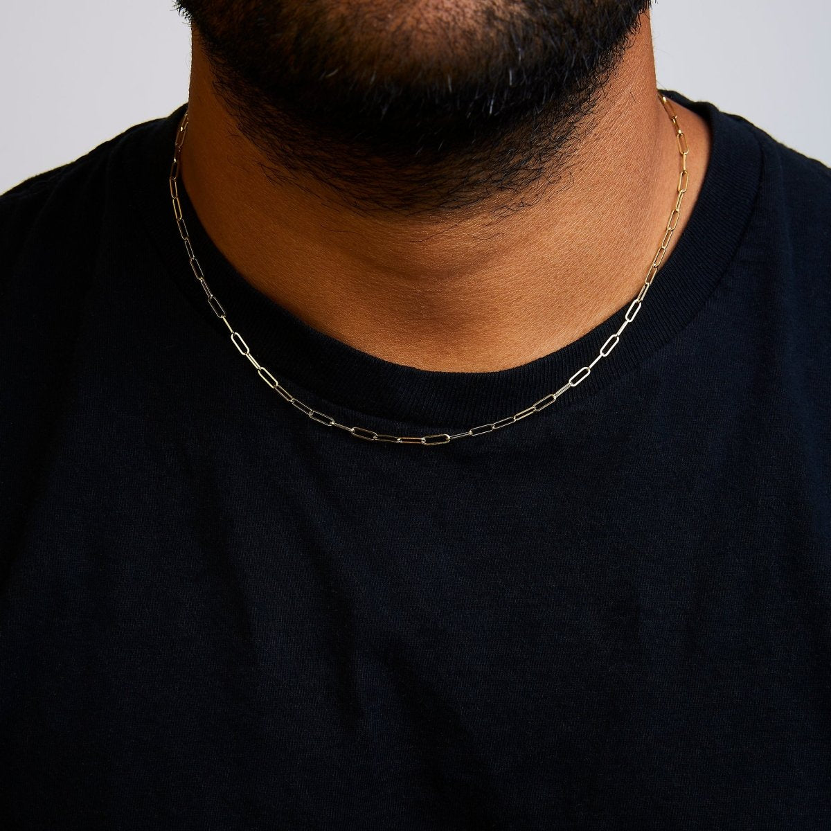 Solid 14K Yellow Gold 2.5mm Paperclip Chain Necklace Unisex 18