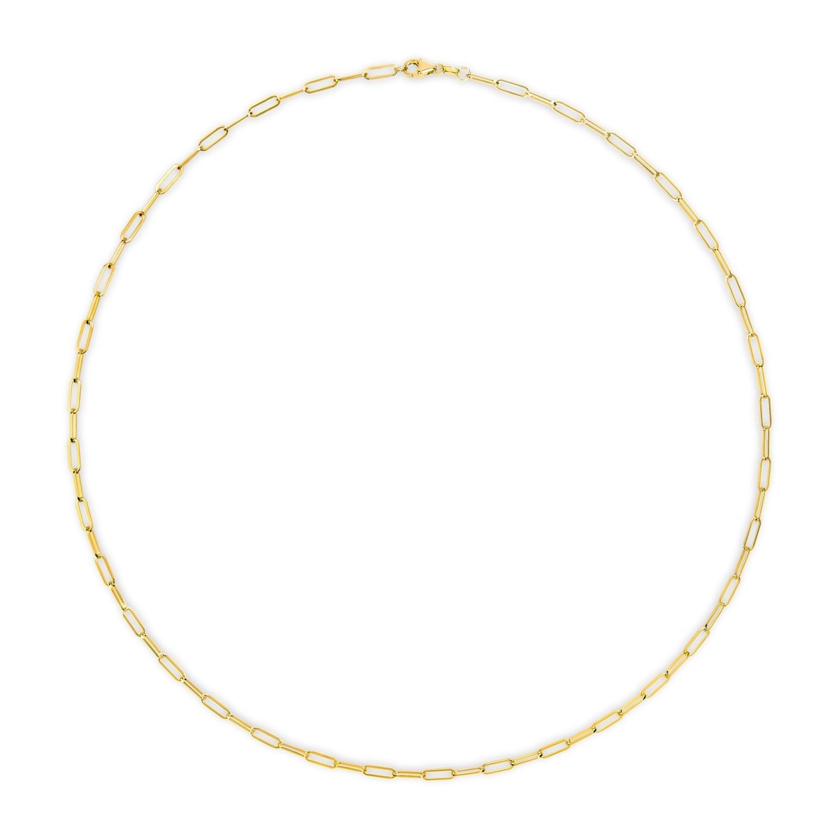 Solid 14K Yellow Gold 2.5mm Paperclip Chain Necklace Unisex 18