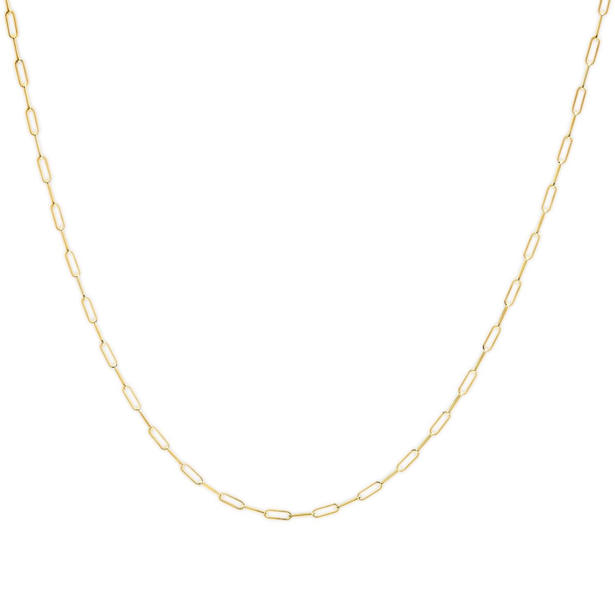 Solid 14K Yellow Gold 2.5mm Paperclip Chain Necklace Unisex 18