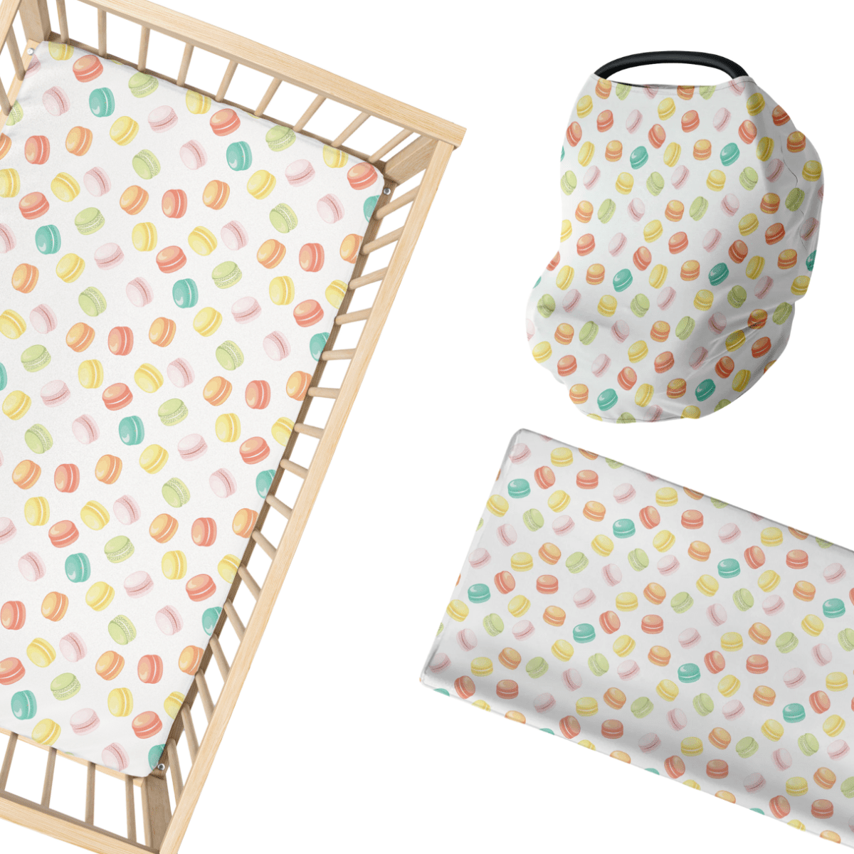 Sweet Macarons 3 - Piece Bundle Set - Crib Sheet - Custom Crafting Alliance, LLC