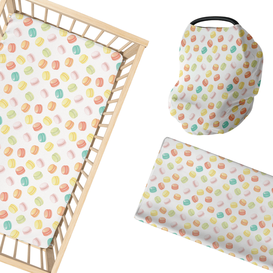 Sweet Macarons 3 - Piece Bundle Set - Crib Sheet - Custom Crafting Alliance, LLC
