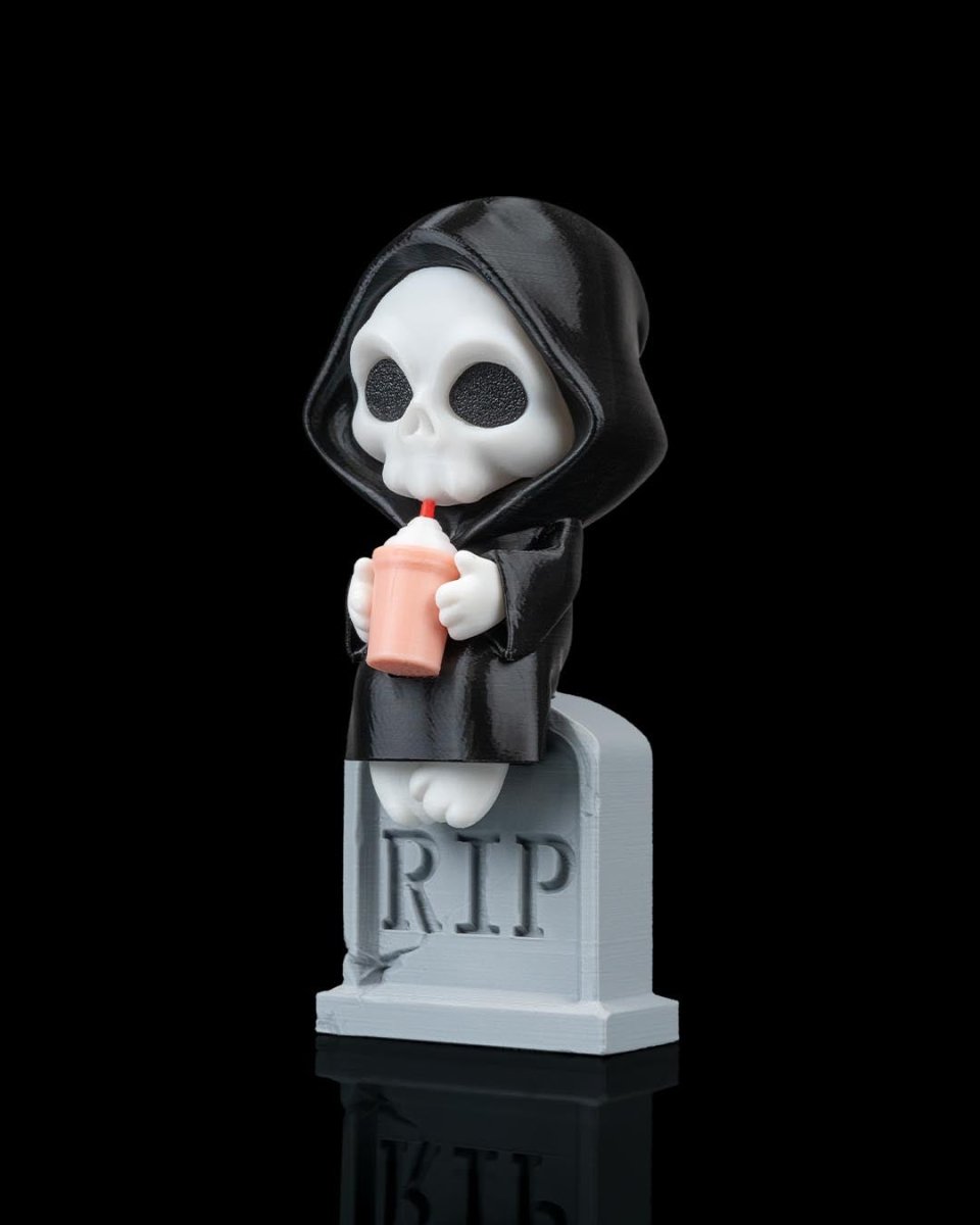 Sweet Rest - Grim Reaper Figurine on Tombstone (3D Printed, Multi Color or DIY) - Figurines - Custom Crafting Alliance, LLC