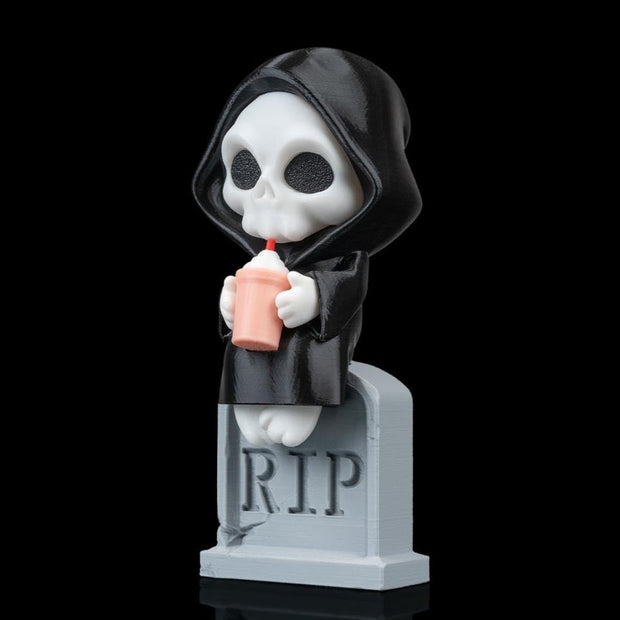 Sweet Rest - Grim Reaper Figurine on Tombstone (3D Printed, Multi Color or DIY) - Figurines - Custom Crafting Alliance, LLC