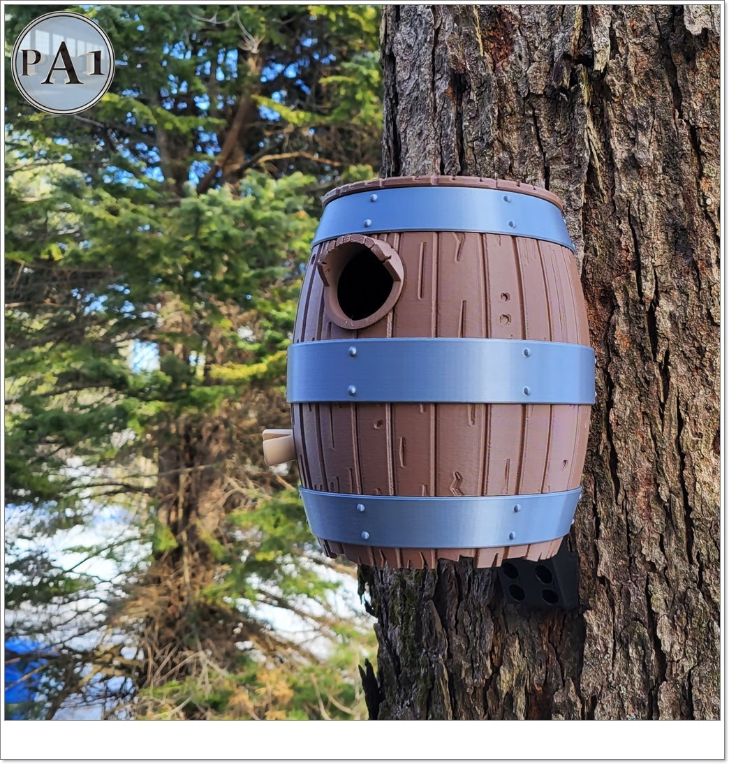 The Old Barrel Birdhouse – Rustic Whiskey Barrel - Inspired Bird House for Garden or Porch - Custom Crafting Alliance, LLC