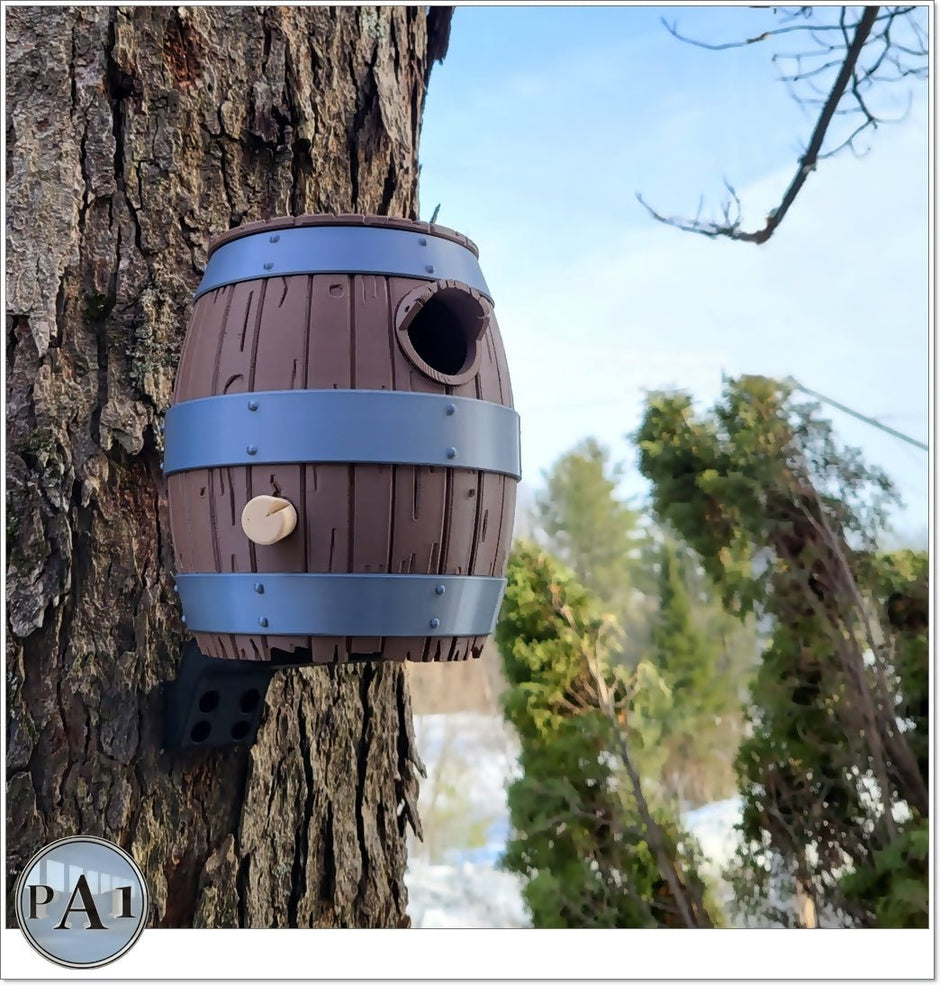 The Old Barrel Birdhouse – Rustic Whiskey Barrel - Inspired Bird House for Garden or Porch - Bird House - Custom Crafting Alliance, LLC