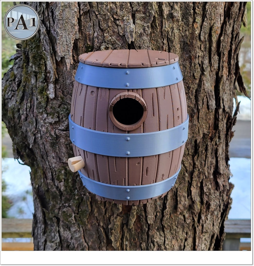 The Old Barrel Birdhouse – Rustic Whiskey Barrel - Inspired Bird House for Garden or Porch - Bird House - Custom Crafting Alliance, LLC