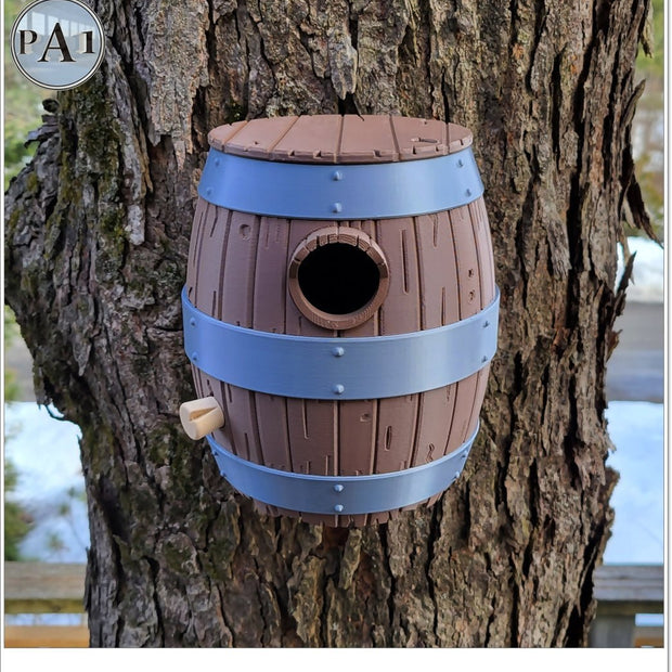 The Old Barrel Birdhouse – Rustic Whiskey Barrel - Inspired Bird House for Garden or Porch - Bird House - Custom Crafting Alliance, LLC