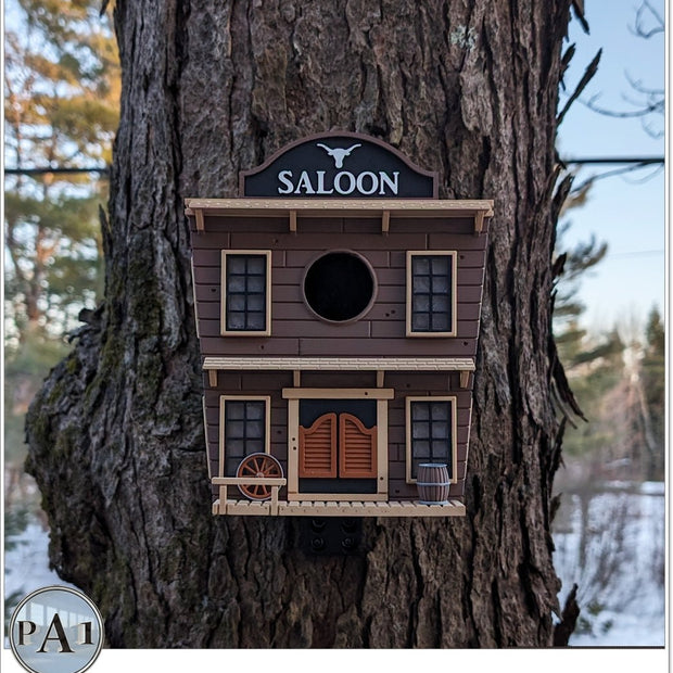 The Saloon Birdhouse – Western - Style Bird House with Old West Charm for Garden or Porch - Custom Crafting Alliance, LLC