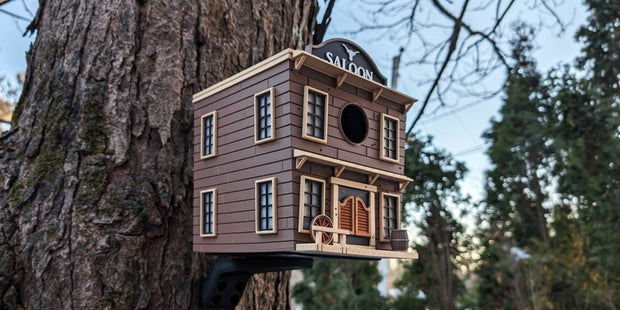 The Saloon Birdhouse – Western - Style Bird House with Old West Charm for Garden or Porch - Custom Crafting Alliance, LLC