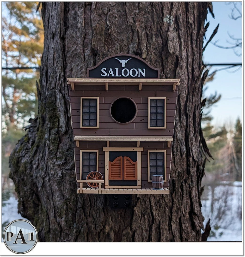 The Saloon Birdhouse – Western - Style Bird House with Old West Charm for Garden or Porch - Bird House - Custom Crafting Alliance, LLC