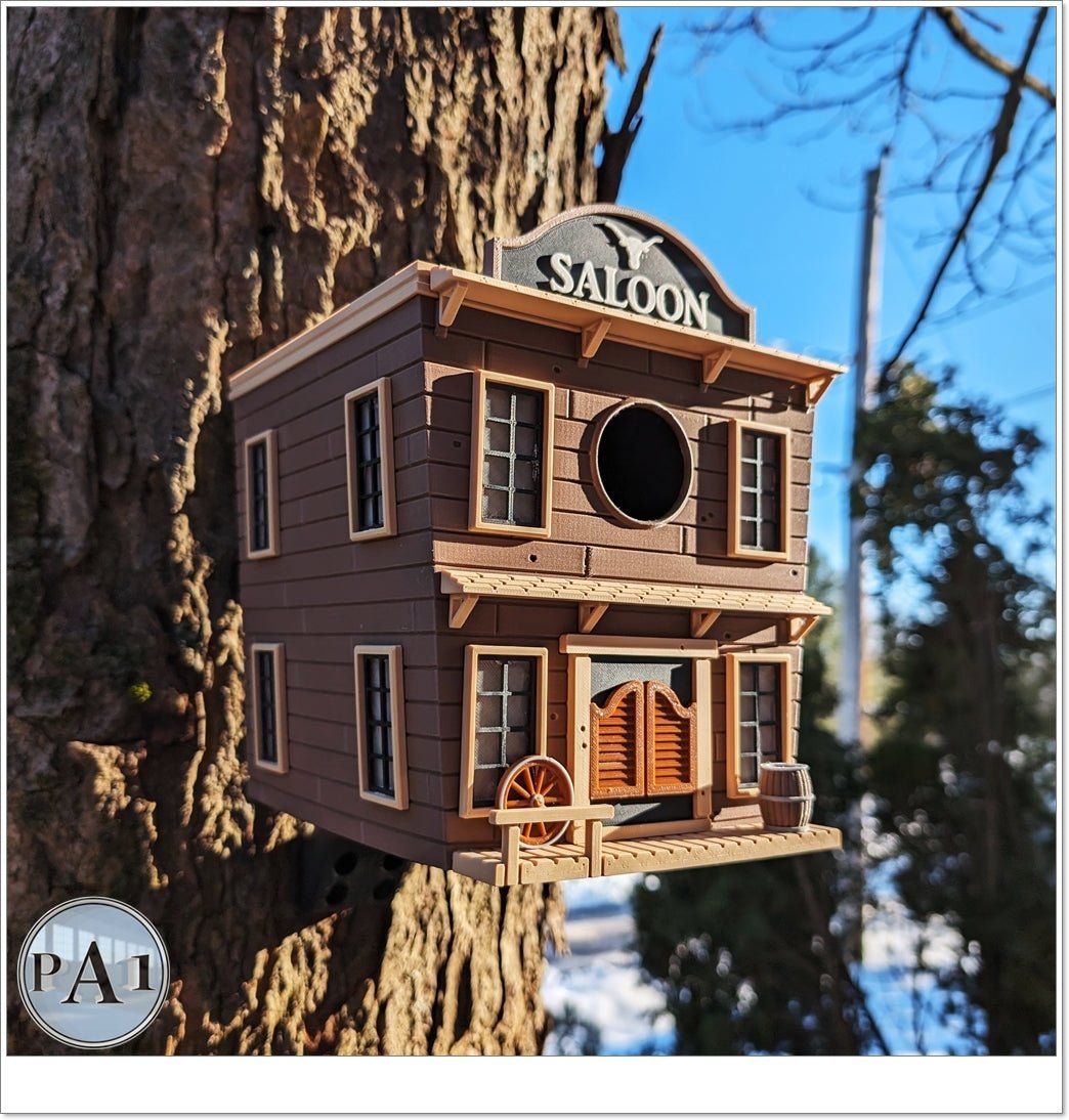The Saloon Birdhouse – Western - Style Bird House with Old West Charm for Garden or Porch - Bird House - Custom Crafting Alliance, LLC
