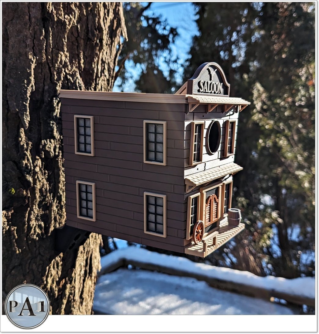 The Saloon Birdhouse – Western - Style Bird House with Old West Charm for Garden or Porch - Bird House - Custom Crafting Alliance, LLC