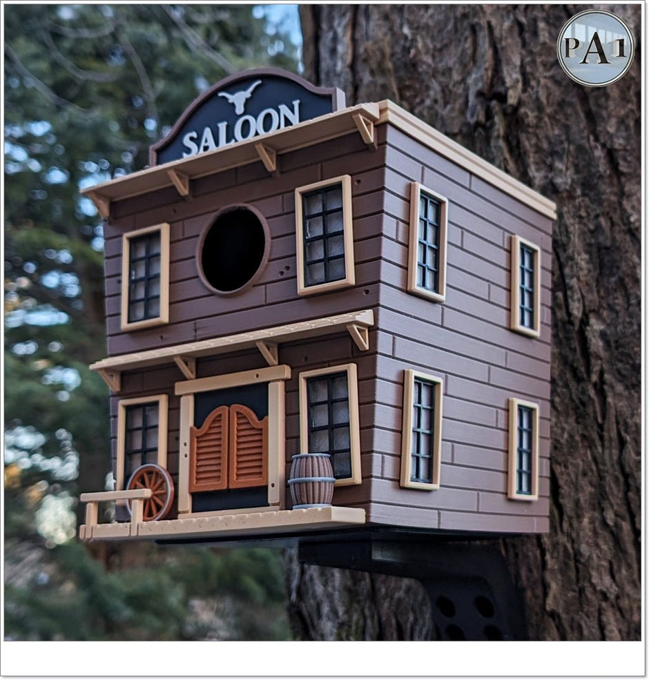 The Saloon Birdhouse – Western - Style Bird House with Old West Charm for Garden or Porch - Bird House - Custom Crafting Alliance, LLC