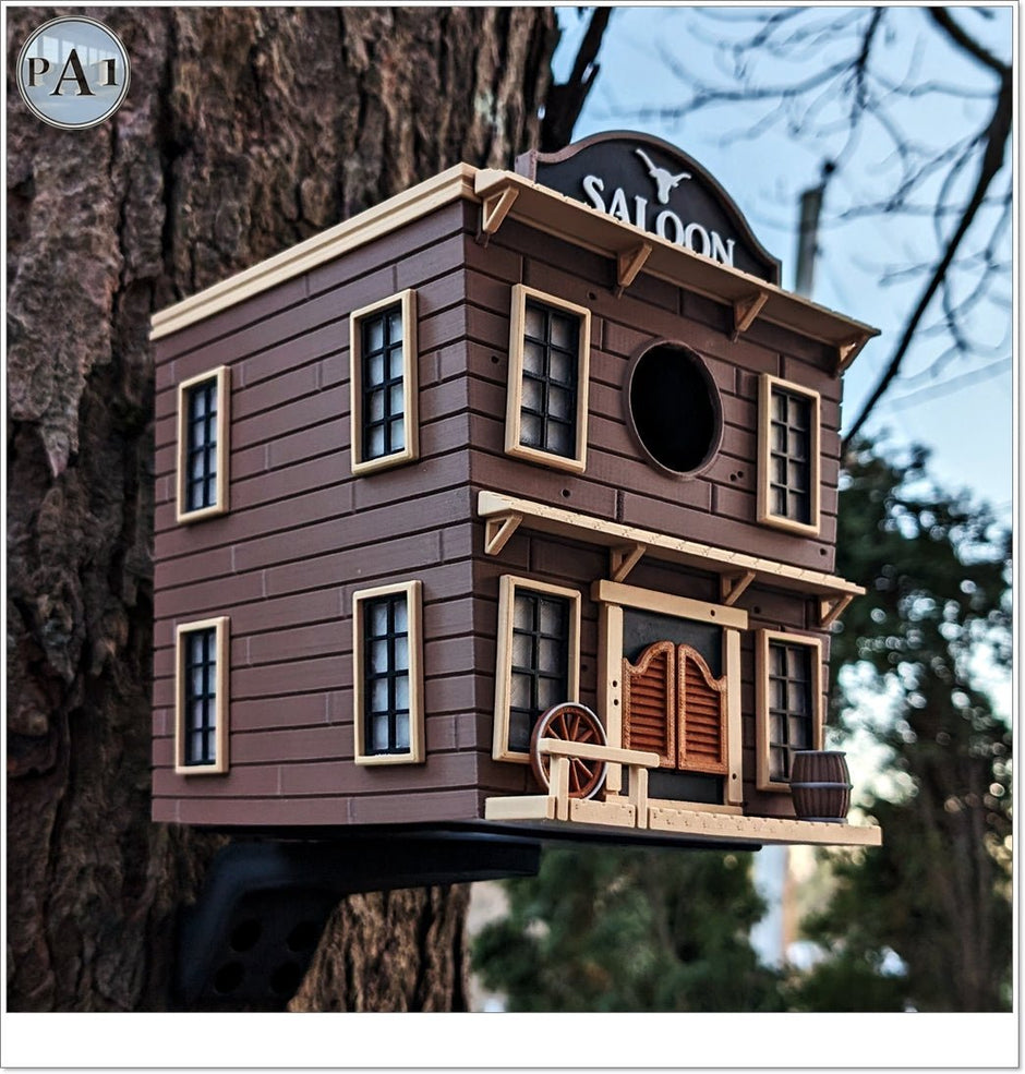 The Saloon Birdhouse – Western - Style Bird House with Old West Charm for Garden or Porch - Bird House - Custom Crafting Alliance, LLC