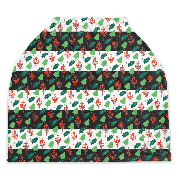 Trees & Holly Car Seat Cover, Nursing Cover for Christmas Baby - Baby & Toddler Car Seat Accessories - Custom Crafting Alliance, LLC