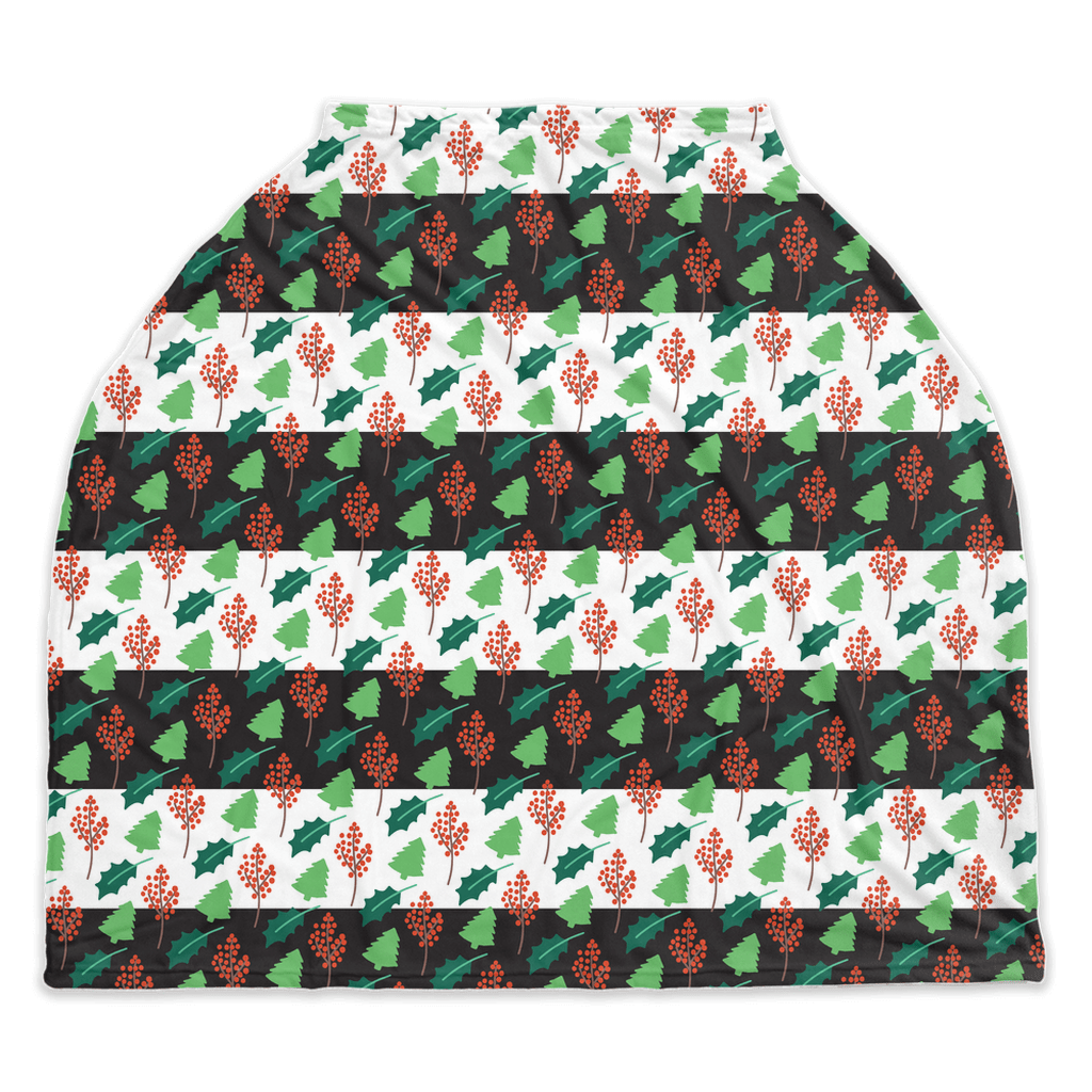 Trees & Holly Car Seat Cover, Nursing Cover for Christmas Baby - Baby & Toddler Car Seat Accessories - Custom Crafting Alliance, LLC