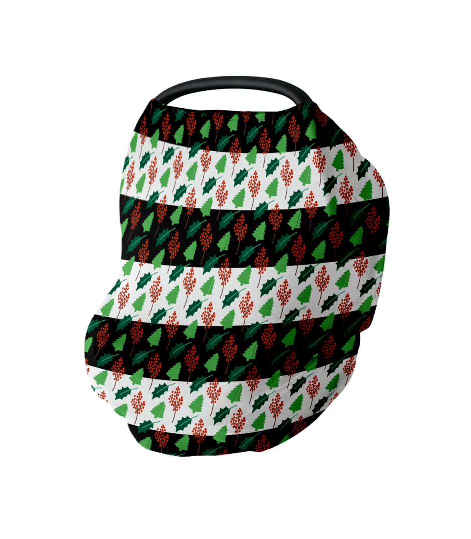 Trees & Holly Car Seat Cover, Nursing Cover for Christmas Baby - Baby & Toddler Car Seat Accessories - Custom Crafting Alliance, LLC