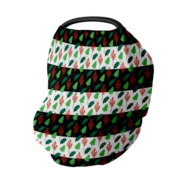 Trees & Holly Car Seat Cover, Nursing Cover for Christmas Baby - Baby & Toddler Car Seat Accessories - Custom Crafting Alliance, LLC
