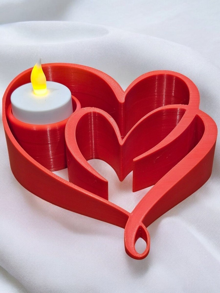 Two Hearts, One Glow Candle Holder - Custom Made to Order in Red and 12 Other Colors - Candle Holder - Custom Crafting Alliance, LLC