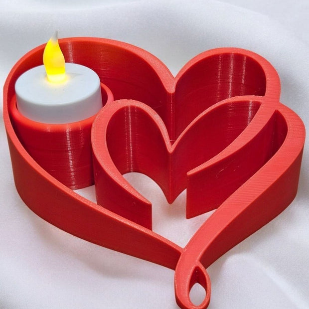 Two Hearts, One Glow Candle Holder - Custom Made to Order in Red and 12 Other Colors - Candle Holder - Custom Crafting Alliance, LLC