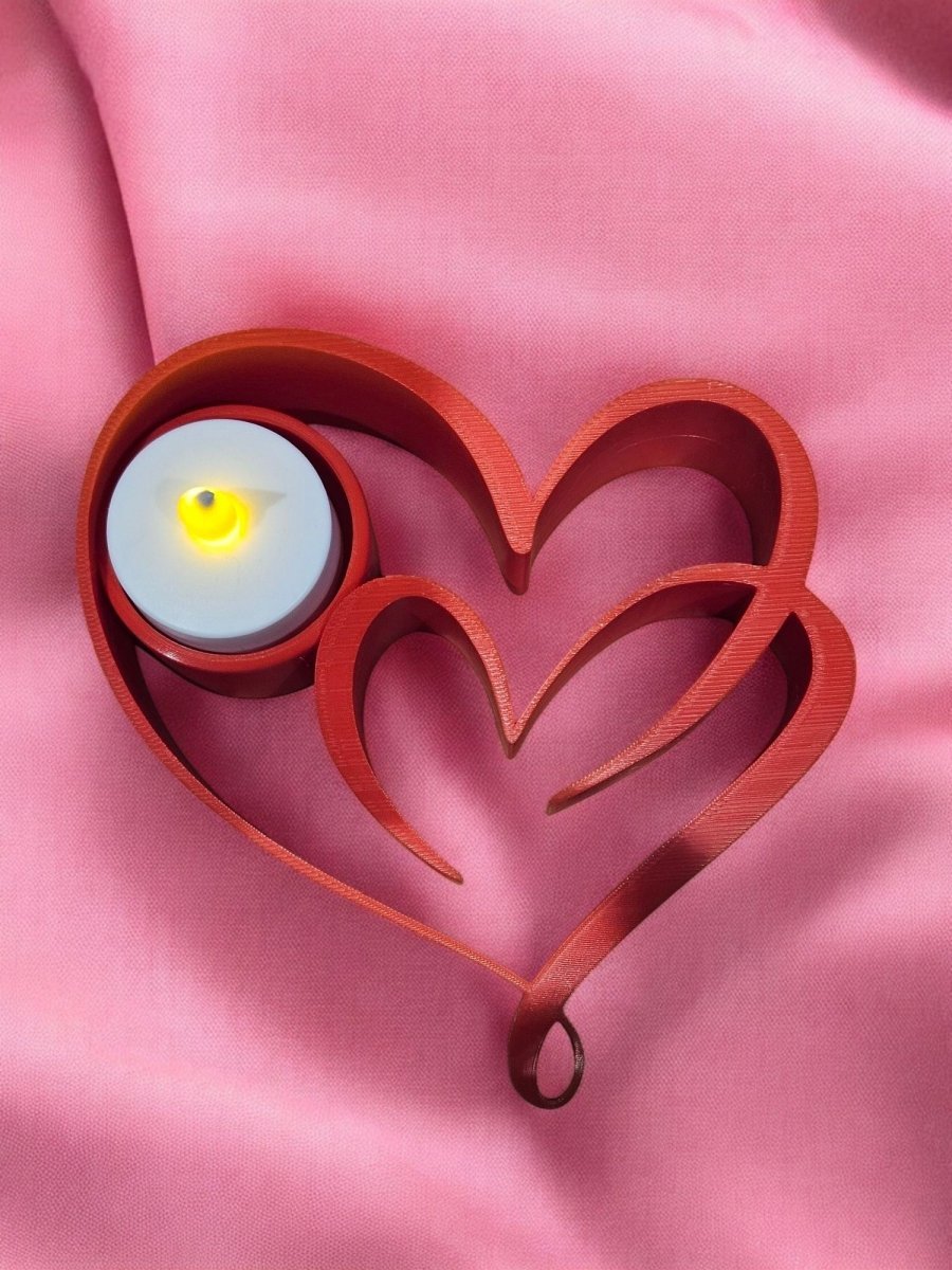 Two Hearts, One Glow Candle Holder - Custom Made to Order in Red and 12 Other Colors - Candle Holder - Custom Crafting Alliance, LLC