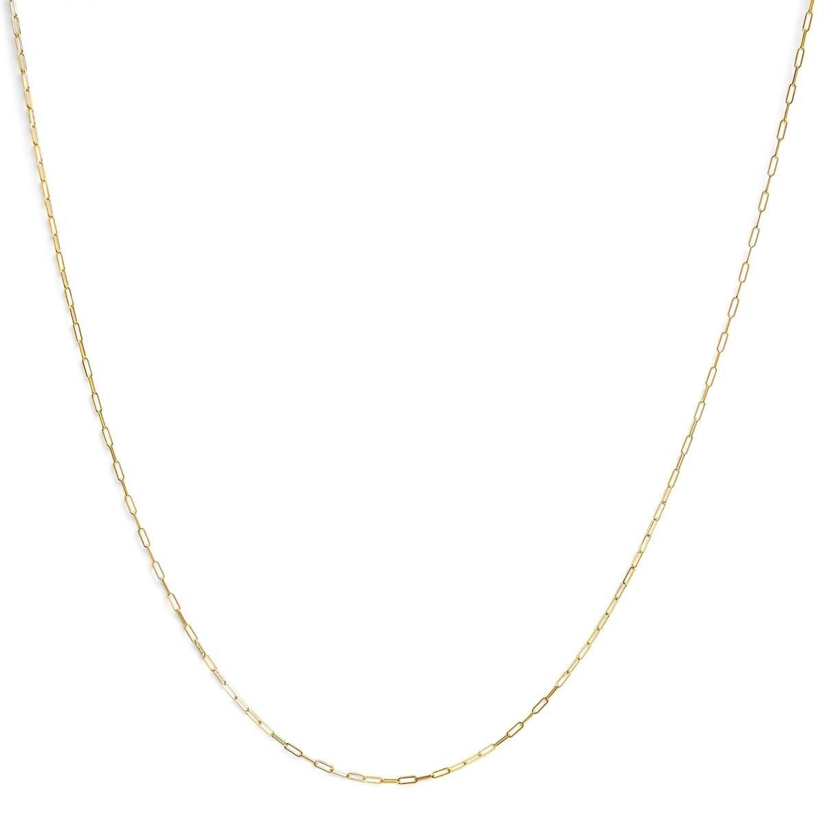 Unisex Solid 14K Yellow Gold 1.5mm Paperclip Chain Necklace - 18 Inches - Necklaces - Custom Crafting Alliance, LLC