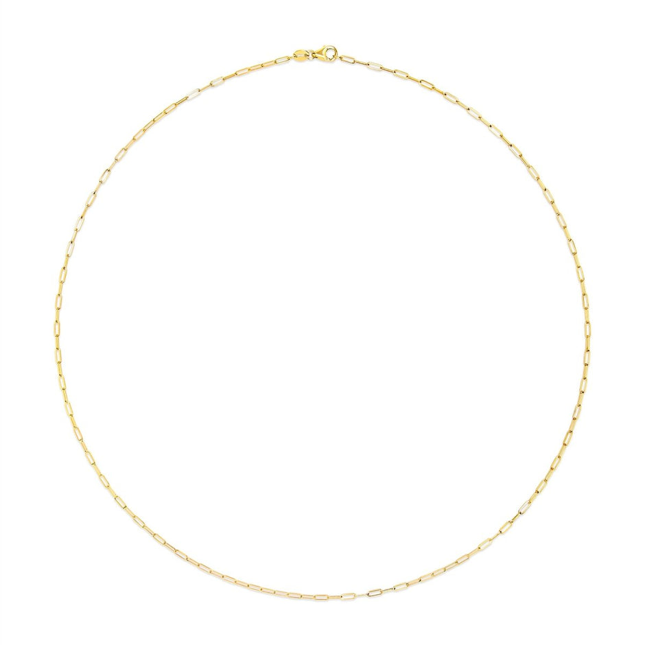 Unisex Solid 14K Yellow Gold 1.5mm Paperclip Chain Necklace - 18 Inches - Necklaces - Custom Crafting Alliance, LLC