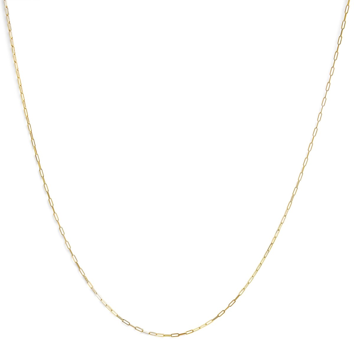 Unisex Solid 14K Yellow Gold 1.5mm Paperclip Chain Necklace - 18 Inches - Necklaces - Custom Crafting Alliance, LLC