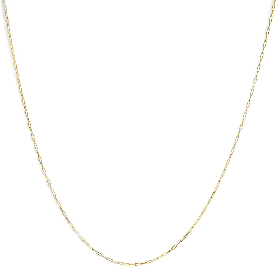 Unisex Solid 14K Yellow Gold 1.5mm Paperclip Chain Necklace - 18 Inches - Necklaces - Custom Crafting Alliance, LLC