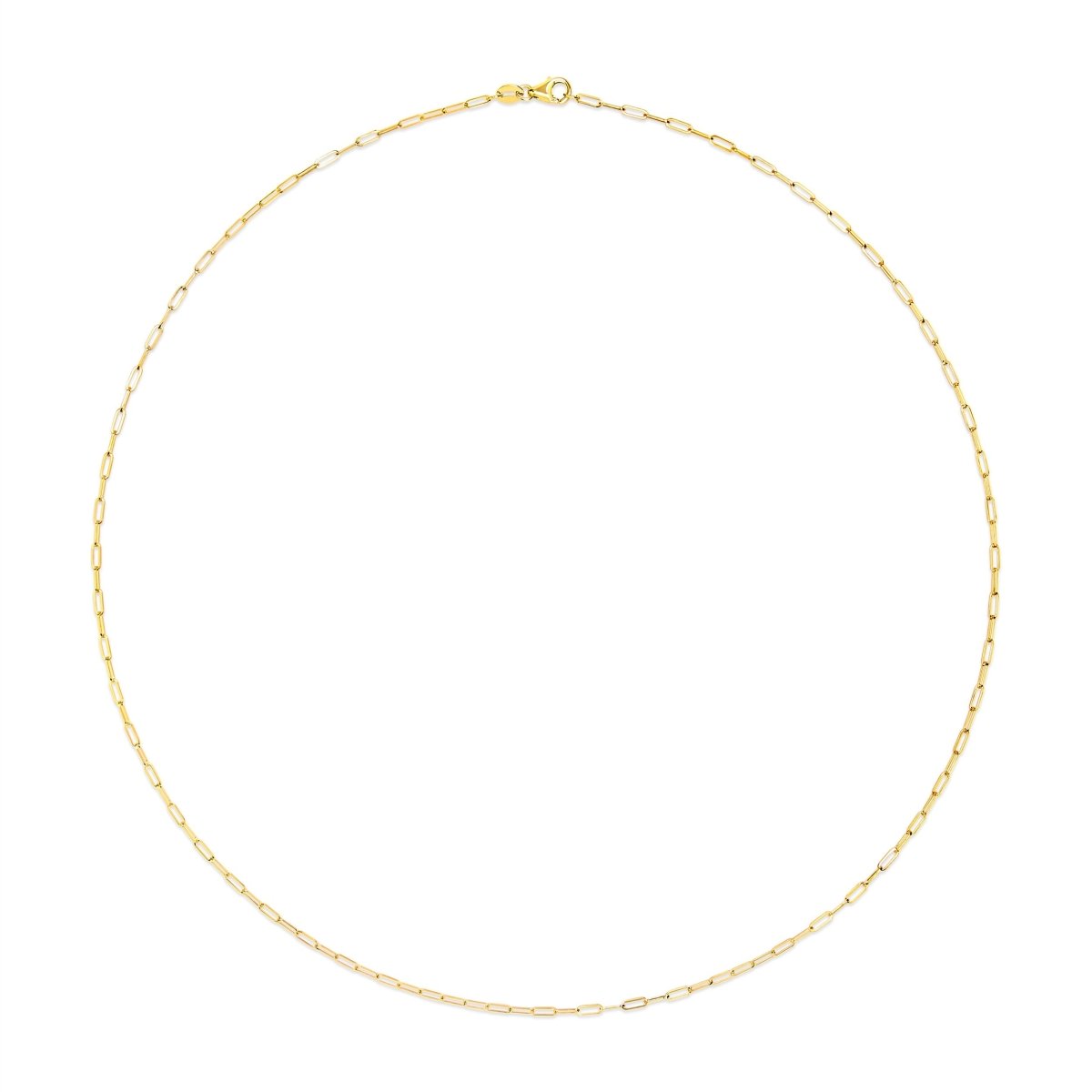 Unisex Solid 14K Yellow Gold 1.5mm Paperclip Chain Necklace - 18 Inches - Necklaces - Custom Crafting Alliance, LLC