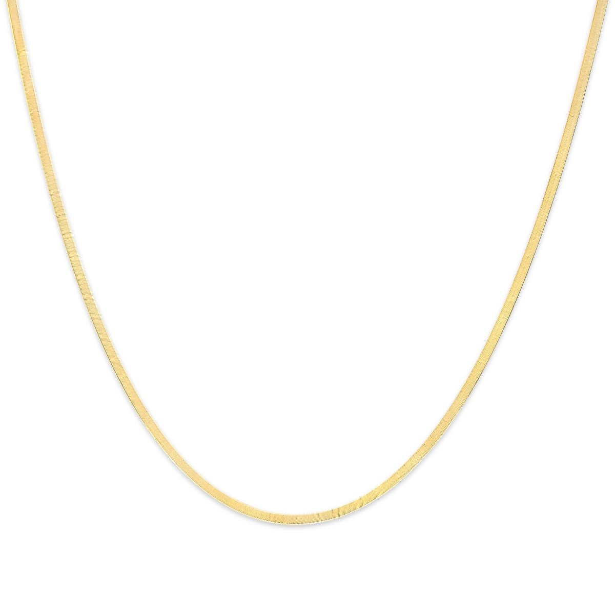 Unisex Solid 14K Yellow Gold 2.8mm Imperial Herringbone Chain Necklace - 18