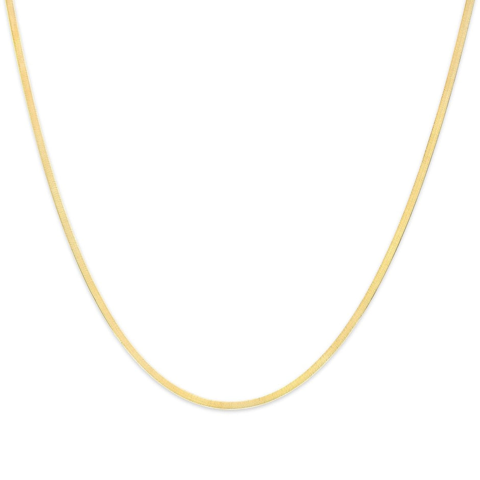 Unisex Solid 14K Yellow Gold 2.8mm Imperial Herringbone Chain Necklace - 18" Inches - Necklaces - Custom Crafting Alliance, LLC