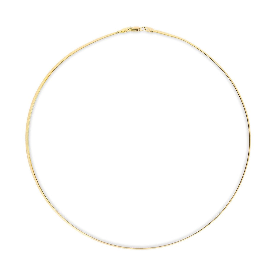 Unisex Solid 14K Yellow Gold 2.8mm Imperial Herringbone Chain Necklace - 18