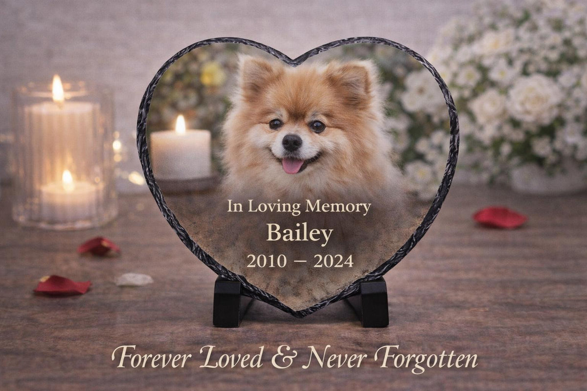 Personalized Heart Photo Slate, Custom Stone Keepsake, Memorial Gift