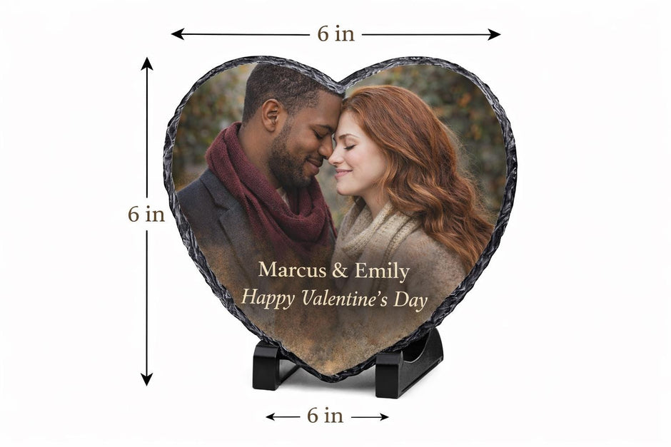 Personalized Heart Photo Slate, Custom Stone Keepsake, Memorial Gift