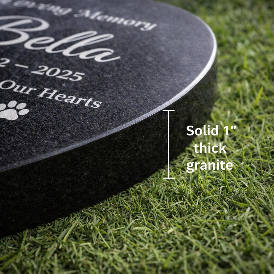 Personalized Granite Pet Memorial Heart Stone, Engraved Pet Grave Marker